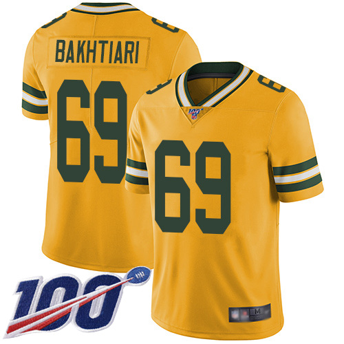 Green Bay Packers Limited Gold Men #69 Bakhtiari David Jersey Nike NFL 100th Season Rush Vapor Untouchable->green bay packers->NFL Jersey